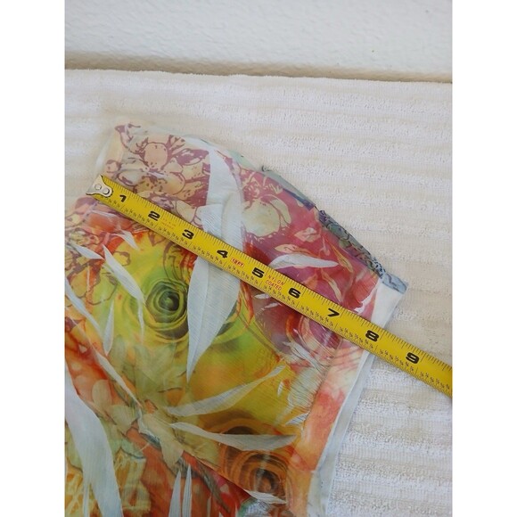 FANG Y2K Blouse Women’s  Multicolor Sheer Pleated Scoop Neck  W/Elastic Waist L - Picture 13 of 15